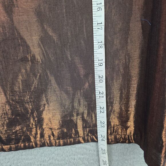 Ruby Rd Blouse Shirt Womens 18 Brown Metallic Button Up Roll Tab Sleeve Pockets - Picture 10 of 14